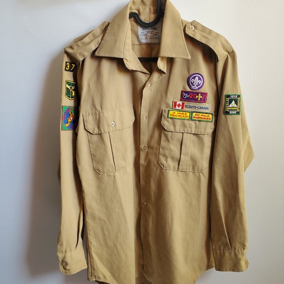 Vintage Beige Boy Scouts of Canada Shirt Men's small. Made in Canada - Picture 1 of 7